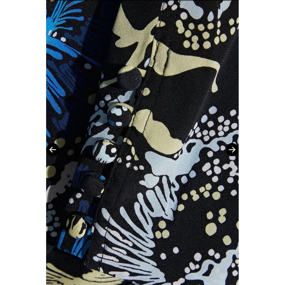 ALC Silk Mini Dress Floral VNeck Ruched Black Blue Long Sleeve Cocktail Sz 4 NWT - Picture 12 of 16